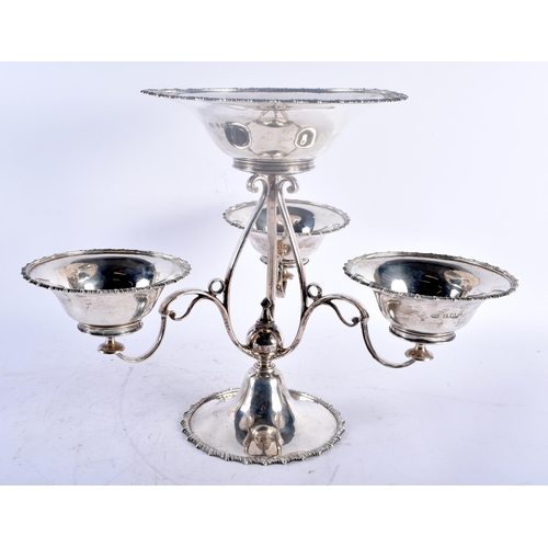 105E - AN UNUSUAL ART NOUVEAU ENGLISH SILVER EPERGNE. Birmingham 1912. 1984 gram. 33 cm x 20 cm. (4)