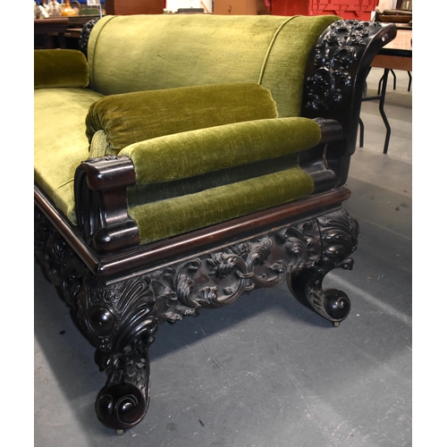 125C - A FINE LARGE 19TH CENTURY CHINESE EUROPEAN STYLE HARDWOOD SETTEE QIng, of exceptional quality, with ... 