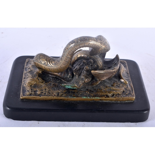 35A - A RARE 19TH CENTURY FRENCH BRONZE SCULPTURE OF A HUNTING SNAKE unusually inset with a mother of pear... 