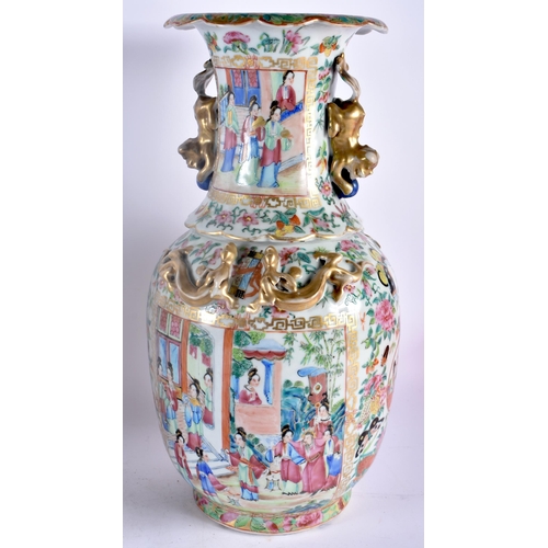 75B - A LARGE PAIR OF 19TH CENTURY CHINESE CANTON FAMILLE ROSE PORCELAIN VASES Qing, painted with figures ... 