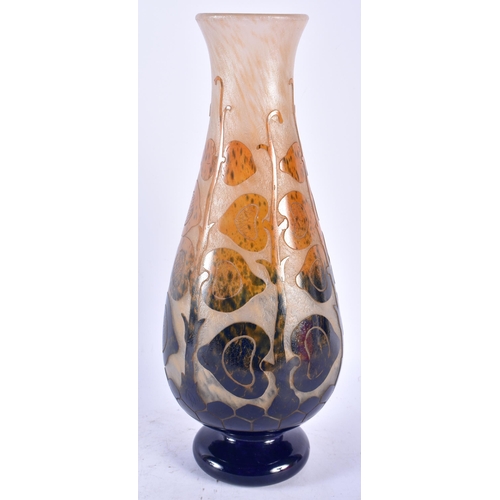 85C - A LARGE FRENCH ART NOUVEAU CAMEO GLASS VASE in the manner of Legras, decorated with organic scrollin... 