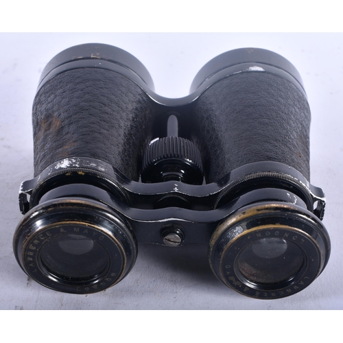 95C - A PAIR OF LAWRENCE & MAYO OF LONDON BINOCULARS. 12 cm x 8 cm extended.