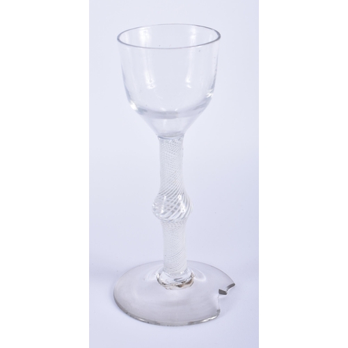 100 - FIVE GEORGE III SPIRAL TWIST WINE GLASSES. Largest 20.5 cm high. (5)