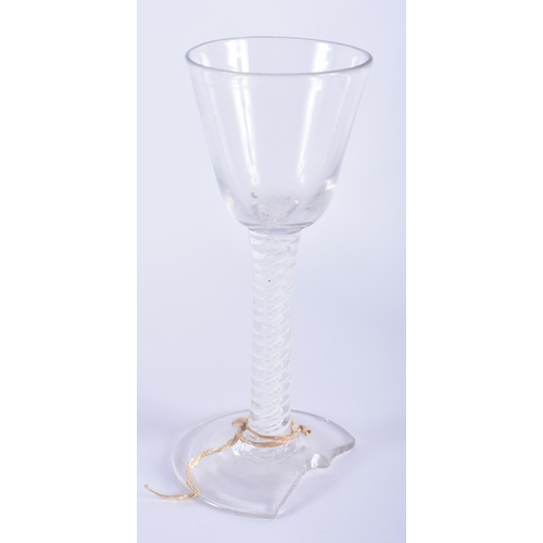 100 - FIVE GEORGE III SPIRAL TWIST WINE GLASSES. Largest 20.5 cm high. (5)