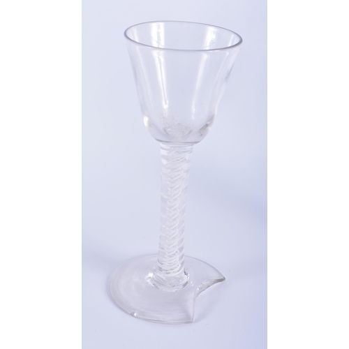 100 - FIVE GEORGE III SPIRAL TWIST WINE GLASSES. Largest 20.5 cm high. (5)