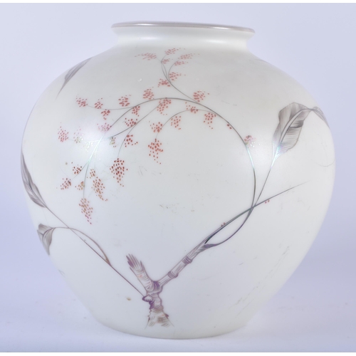 102 - A ROSENTHAL PORCELAIN VASE painted with silver lustre foliage and sprays. 16 cm x 14 cm.