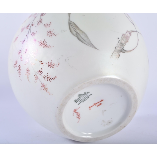 102 - A ROSENTHAL PORCELAIN VASE painted with silver lustre foliage and sprays. 16 cm x 14 cm.