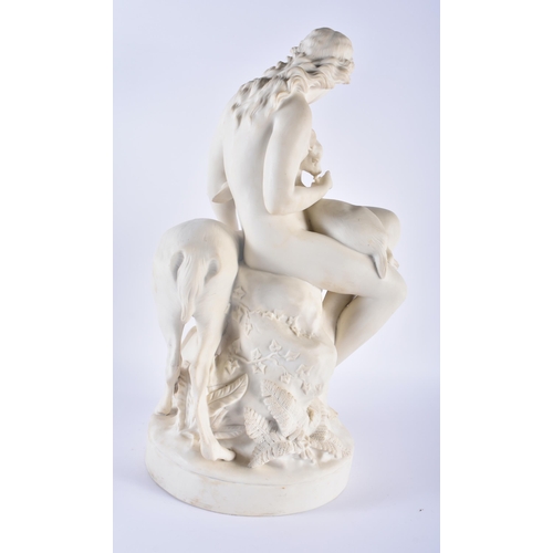 105 - A VERY LARGE 19TH CENTURY ENGLISH PARIAN WARE PORCELAIN FIGURE OF A FEMALE modelled as a nude female... 