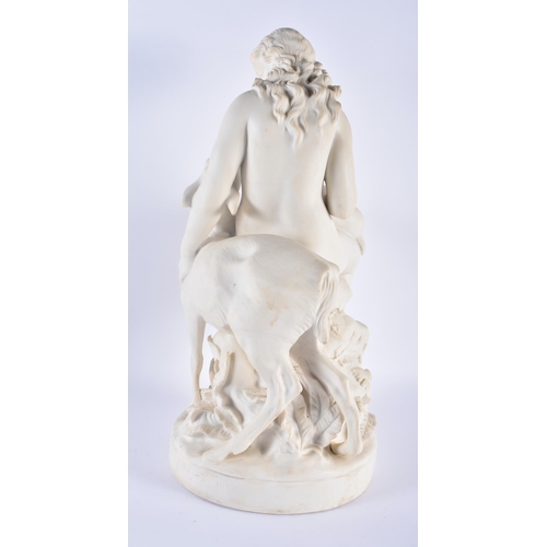 105 - A VERY LARGE 19TH CENTURY ENGLISH PARIAN WARE PORCELAIN FIGURE OF A FEMALE modelled as a nude female... 