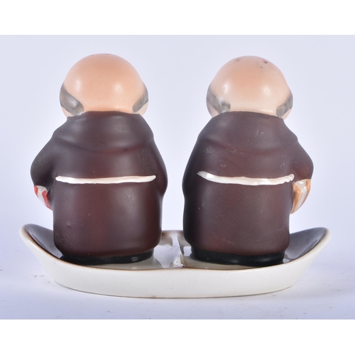 112 - AN UNUSUAL GOEBEL HUMMEL NOVELTY DOUBLE MONK CONDIMENT SET. 12 cm x 9 cm.