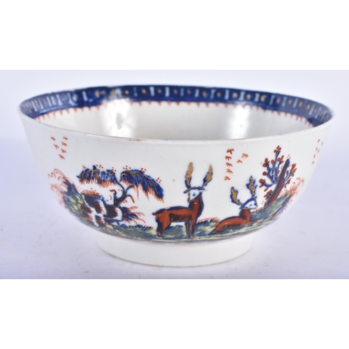 120 - AN 18TH CENTURY LIVERPOOL SETH PENNINGTON TWO STAGS PATTERN SLOP BOWL. 12 cm diameter.