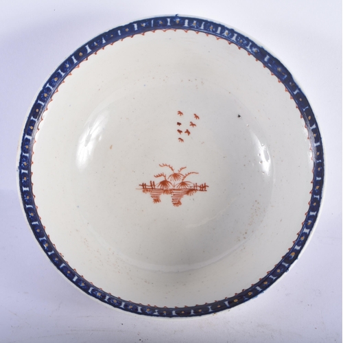 120 - AN 18TH CENTURY LIVERPOOL SETH PENNINGTON TWO STAGS PATTERN SLOP BOWL. 12 cm diameter.