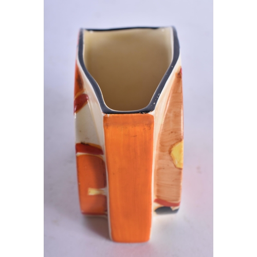 123 - AN ART DECO CLARICE CLIFF STAMFORD FANTASQUE BIZARRE CREAM JUG. 8 cm x 7 cm.