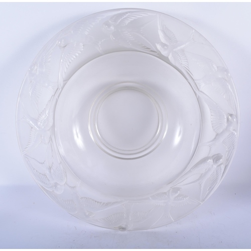 146 - A LARGE ART DECO FRENCH GLASS SWALLOW BOWL. 33 cm diameter.