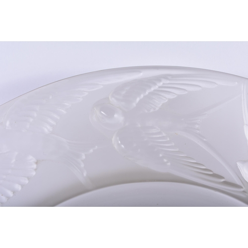 146 - A LARGE ART DECO FRENCH GLASS SWALLOW BOWL. 33 cm diameter.