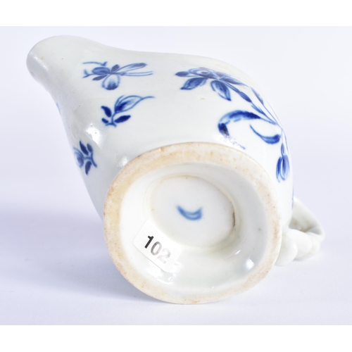 15 - AN 18TH CENTURY WORCESTER BLUE AND WHITE PORCELAIN CREAMBOAT together with three early 19th century ... 