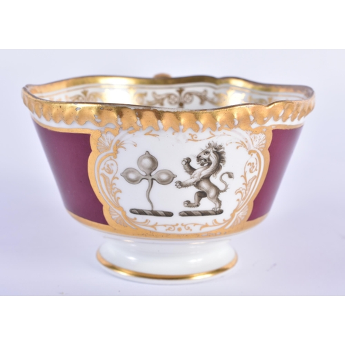 150 - Flight Barr and Barr gadroon crested cup and saucer with Lion and Tree on crimson ground and two two... 