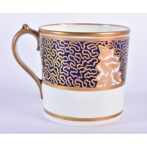 156 - Two Miles Mason coffee cans one with rare handle and blue and white floral border simulation pate su... 