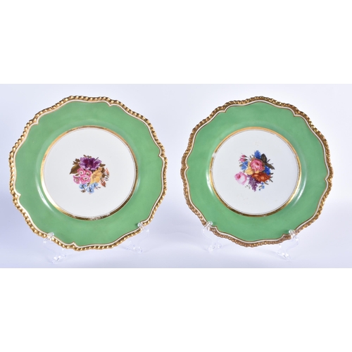 157 - Flight Barr and Barr Worcester pair of plates painted with flowers, impressed and printed mark .  21... 