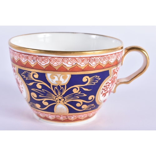 159 - Spode teacup and saucer painted with the Dollar pattern and a saucer dish in the same pattern but ... 