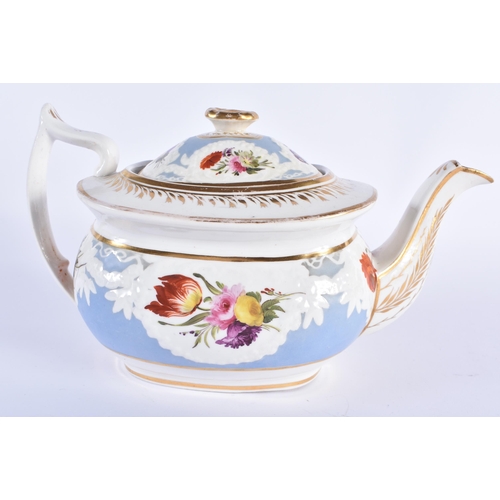 17 - AN EARLY 19TH CENTURY CHAMBERLAINS WORCESTER PART TEASET painted with floral sprays, under a moulded... 