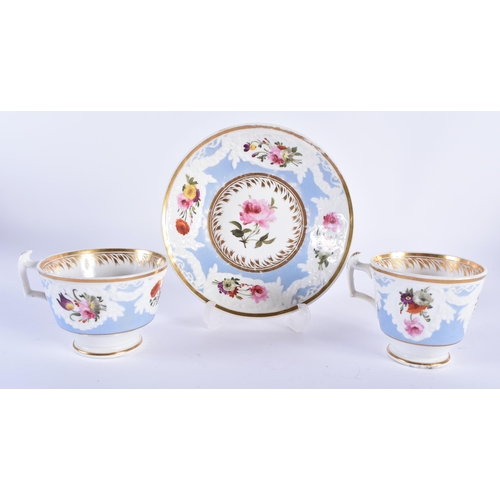 17 - AN EARLY 19TH CENTURY CHAMBERLAINS WORCESTER PART TEASET painted with floral sprays, under a moulded... 