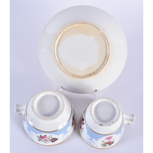 17 - AN EARLY 19TH CENTURY CHAMBERLAINS WORCESTER PART TEASET painted with floral sprays, under a moulded... 