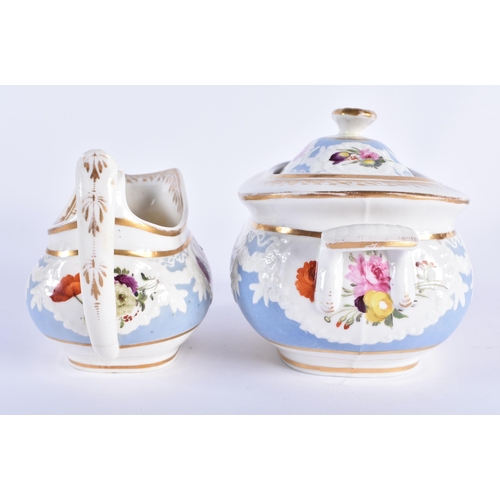 17 - AN EARLY 19TH CENTURY CHAMBERLAINS WORCESTER PART TEASET painted with floral sprays, under a moulded... 