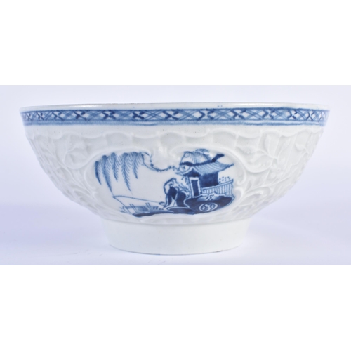 176 - Liverpool, Philip Christian and Co., moulded bowl with rococo panels edged with scrollwork and folia... 