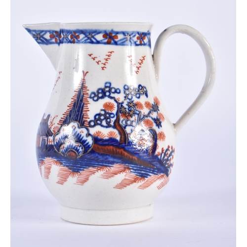 179 - Liverpool, Pennington, sparrow beak jug painted in underglaze blue and overglaze red with the Cannon... 