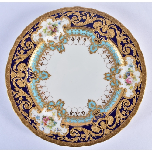 215 - Royal Crown Derby Judge Gary service entrée plate with initial G, highly gilt by George Darlington... 