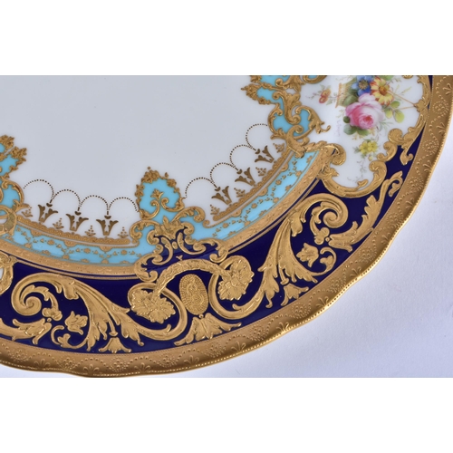 215 - Royal Crown Derby Judge Gary service entrée plate with initial G, highly gilt by George Darlington... 