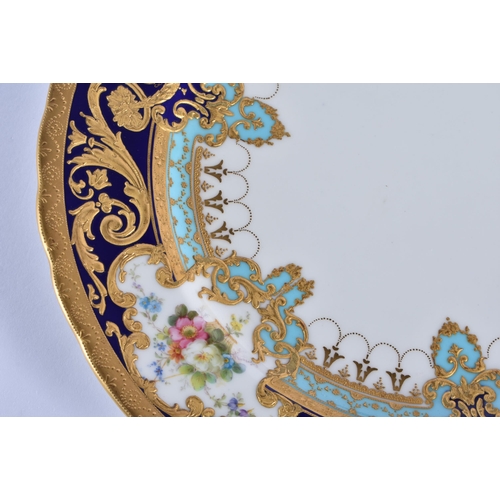 215 - Royal Crown Derby Judge Gary service entrée plate with initial G, highly gilt by George Darlington... 