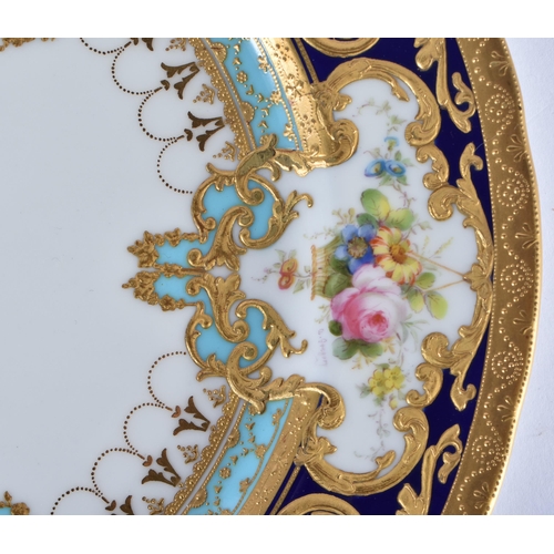 215 - Royal Crown Derby Judge Gary service entrée plate with initial G, highly gilt by George Darlington... 