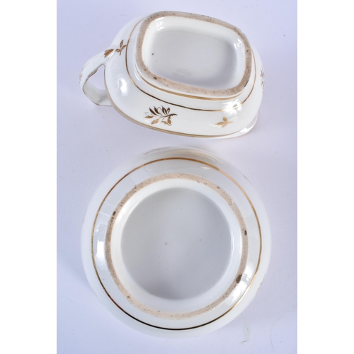 22 - A LATE 18TH/19TH CENTURY CHAMBERLAINS WORCESTER GILT PAINTED TEAWARES. Largest 8 cm x 15 cm. (qty)