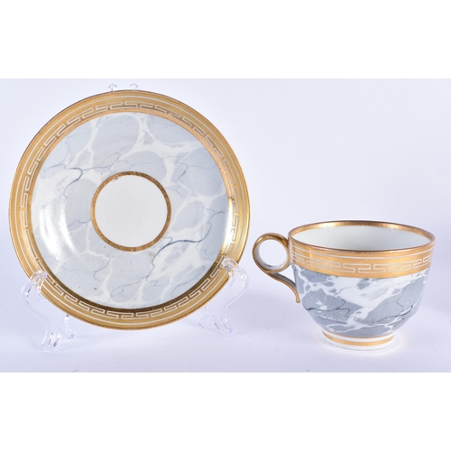 230 - Early 19th century Flight Barr and Barr Worcester cup and saucer painted with a marble ground under ... 