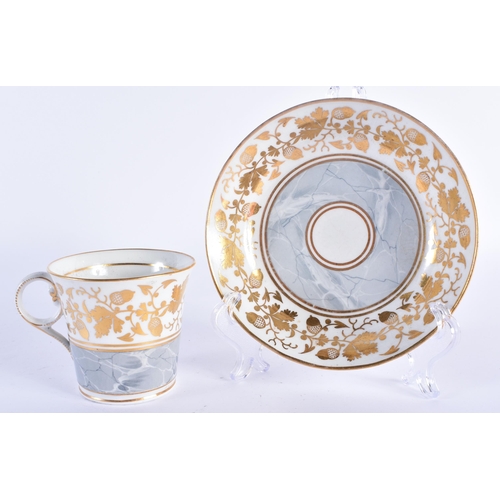 230 - Early 19th century Flight Barr and Barr Worcester cup and saucer painted with a marble ground under ... 