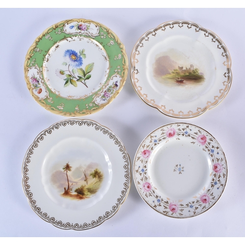 242 - Mid 19th century Eight decorative plates painted with landscapes probably Copeland, a Derby plate wi... 