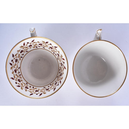 244 - Flight Barr Worcester teacup and saucer painted with brown leaves with gilt foliage and a Spode tea ... 