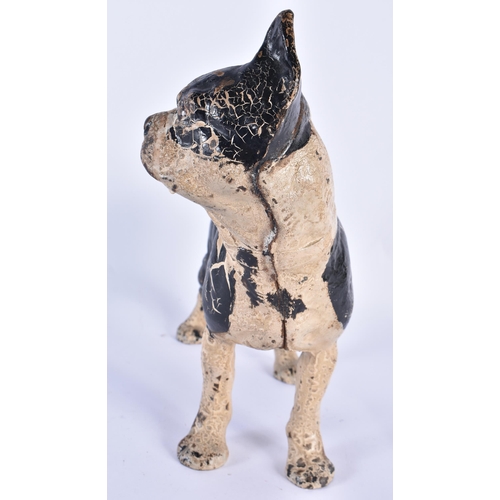 246 - A CAST IRON PUG DOG DOOR STOP. 26cm x 21 cm.