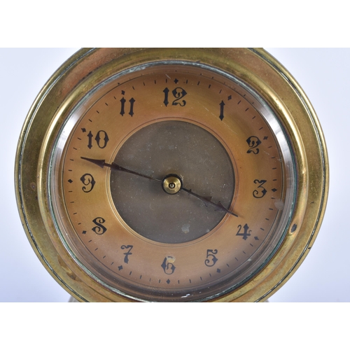 253 - AN ANTIQUE FRENCH BRONZE MANTEL CLOCK of padlock type form. 21 cm x 10 cm.