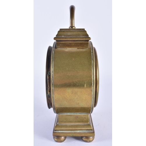 253 - AN ANTIQUE FRENCH BRONZE MANTEL CLOCK of padlock type form. 21 cm x 10 cm.