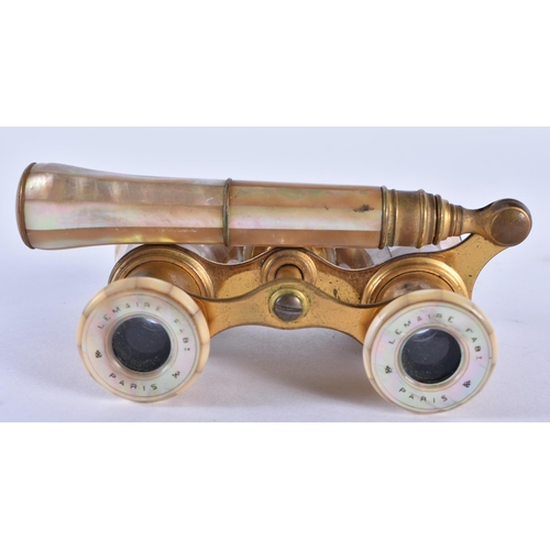 262 - A PAIR OF MOTHER OF PEARL OPERA GLASSES. 21 cm x 7 cm.