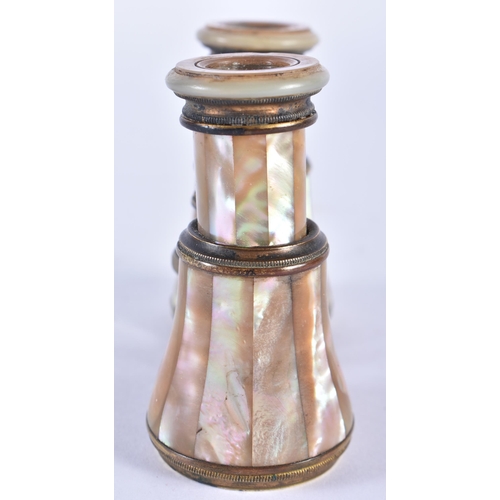 263 - A PAIR OF MOTHER OF PEARL OPERA GLASSES. 8 cm x 8.5 cm.