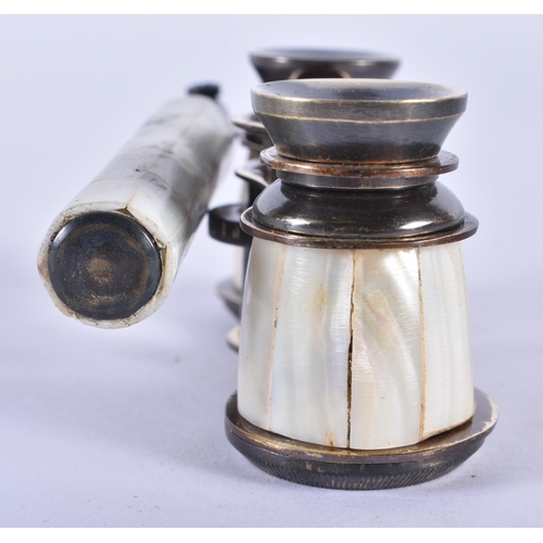 264 - A PAIR OF MOTHER OF PEARL OPERA GLASSES. 18cm x 7 cm.