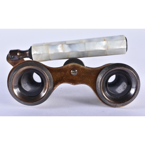 264 - A PAIR OF MOTHER OF PEARL OPERA GLASSES. 18cm x 7 cm.