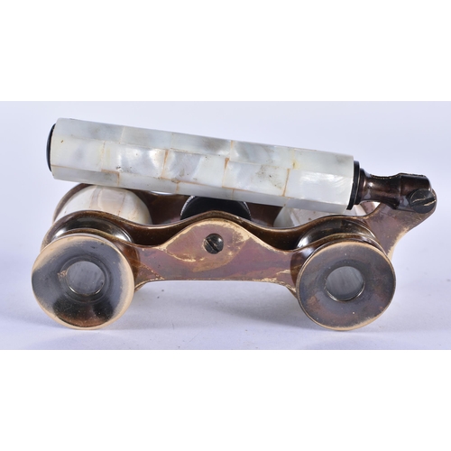 264 - A PAIR OF MOTHER OF PEARL OPERA GLASSES. 18cm x 7 cm.