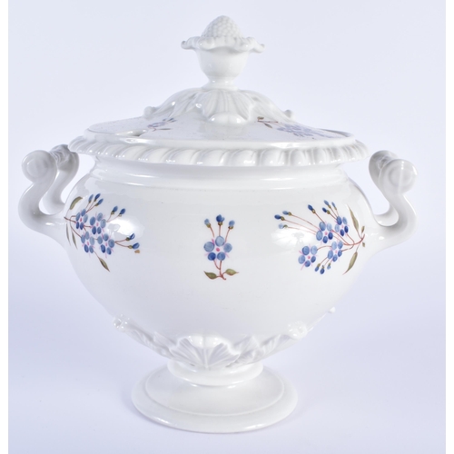 2 - AN EARLY 19TH CENTURY CHAMBERLAINS WORCESTER DINNER SERVICE painted with blue cornflowers. Largest 4... 