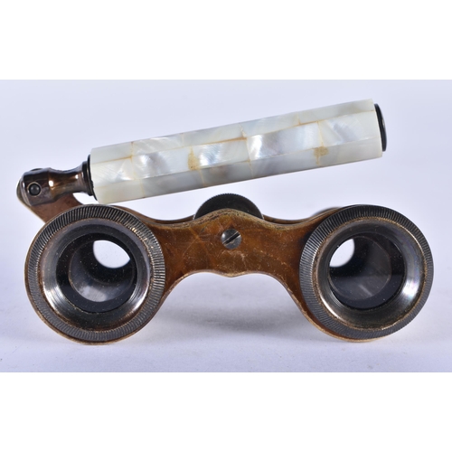 267 - A PAIR OF MOTHER OF PEARL OPERA GLASSES. 18cm x 7 cm.