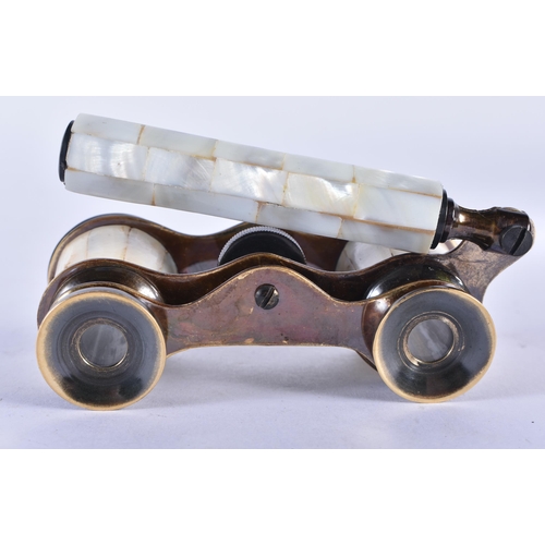 267 - A PAIR OF MOTHER OF PEARL OPERA GLASSES. 18cm x 7 cm.